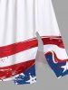 Plus Size Patriotic American Flag Paint Splatter Print Split Midi Dress - Blanc L