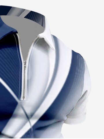 Plus Size Curve Ombre Light Beam Print Half Zipper Hawaii Turn-down Collar Polo Shirt For Men