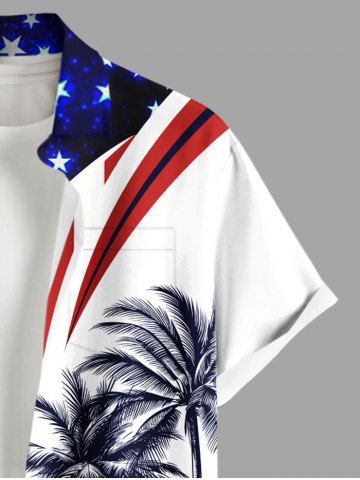Matching Hawaii Shirt and Romper Plus Size Beach Outfit Coconut Tree Curve Patriotic American Flag Print For Couples