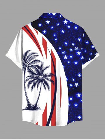 Matching Hawaii Shirt and Romper Plus Size Beach Outfit Coconut Tree Curve Patriotic American Flag Print For Couples