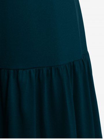 O Ring Chains Gothic Handkerchief Tank Top and Scalloped Tassel Flare Pants Plus Size Outfit