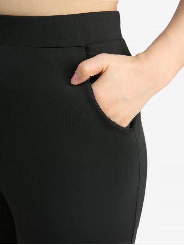 O Ring Chains Gothic Handkerchief Tank Top and Scalloped Tassel Flare Pants Plus Size Outfit