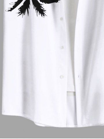Plus Size Coconut Tree Ombre Print Hawaii Button Pocket Shirt For Men
