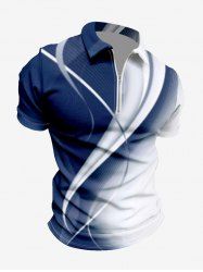 Plus Size Curve Ombre Light Beam Print Half Zipper Hawaii Turn-down Collar Polo Shirt For Men -  