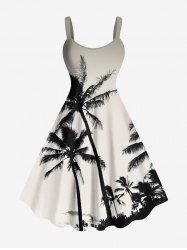 Plus Size Coconut Tree Ombre Print Hawaii A Line Tank Dress -  