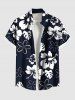 Tropical Leaf Hibiscus Flower Two Tone Print Plus Size Matching Hawaii Beach Outfit For Couples -  