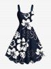 Tropical Leaf Hibiscus Flower Two Tone Print Plus Size Matching Hawaii Beach Outfit For Couples -  