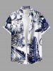 Tenue de plage hawaïenne assortie grande taille à imprimé feuilles tropicales et fleurs pour couples - Blanc 