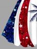 Patriotic American Flag Coconut Tree Print Plus Size Matching Hawaii Beach Outfit For Couples -  