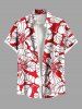Tropical Lraf Hibiscus Flowers Print Plus Size Matching Hawaii Beach Outfit For Couples - Rouge 