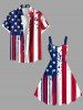 Patriotic American Flag Paint Splatter Print Plus Size Matching Outfit For Couples -  