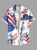 Patriotic American Flag Floral Leaves Print Plus Size Matching Hawaii Beach Outfit For Couples -  