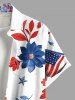 Patriotic American Flag Floral Leaves Print Plus Size Matching Hawaii Beach Outfit For Couples -  