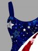 Robe débardeur hawaïenne grande taille à imprimé cocotiers et drapeau américain patriotique - Bleu 3X