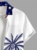 Plus Size Patriotic American Flag Coconut Tree Print Buttons Pocket Hawaii Shirt For Men -  