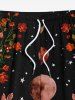 Plus Size Flower Leaf Moon Star Galaxy Print Hawaii Drawstring Beach Shorts For Men -  