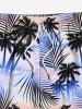 Plus Size Coconut Tree Tropical Leaves Ombre Sky Print Hawaii Drawstring Beach Shorts For Men -  