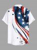 Plus Size Painting Splatter Patriotic American Flag Curve Print Button Pocket Shirt For Men -  
