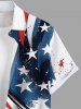 Plus Size Painting Splatter Patriotic American Flag Curve Print Button Pocket Shirt For Men -  