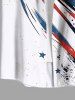 Chemise grande taille à imprimé drapeau américain patriotique avec poches boutonnées pour homme - Blanc 4XL