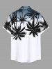 Plus Size Coconut Tree Ombre Print Hawaii Button Pocket Shirt For Men -  