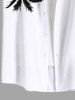 Chemise hawaïenne grande taille à imprimé cocotiers ombré et poches boutonnées pour homme - Blanc 3XL