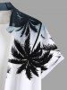 Plus Size Coconut Tree Ombre Print Hawaii Button Pocket Shirt For Men -  