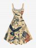 Plus Size Patriotic American Flag Eagle Sculpture Distressed Newspaper Print A Line Tank Dress -  