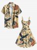Plus Size Patriotic American Flag Eagle Sculpture Distressed Newspaper Print A Line Tank Dress -  