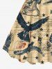 Robe débardeur trapèze grande taille à imprimé journal vieilli et motif aigle patriotique avec motif drapeau américain - café lumière M
