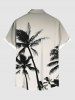 Chemise hawaïenne grande taille à imprimé cocotiers ombré et poches boutonnées pour homme - Noir L