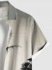 Chemise hawaïenne grande taille à imprimé cocotiers ombré et poches boutonnées pour homme - Noir L
