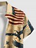 Chemise grande taille à imprimé aigle patriotique et poche boutonnée pour homme, motif journal vieilli - Noir 4XL