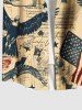 Chemise grande taille à imprimé aigle patriotique et poche boutonnée pour homme, motif journal vieilli - Noir 4XL