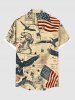 Chemise grande taille à imprimé aigle patriotique et poche boutonnée pour homme, motif journal vieilli - Noir 4XL