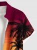 Plus Size Coconut Tree Sea Ombre Dusk Sunset Print Hawaii Button Pocket Shirt For Men -  