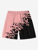 Plus Size Ocean Currents Colorblock Print Hawaii Beach Shorts For Men -  