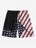Plus Size Patriotic American Flag Eagle Print Beach Shorts For Men -  