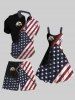 Plus Size Patriotic American Flag Eagle Print Beach Shorts For Men -  