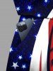Combinaison grande taille avec cordon de serrage et poches, imprimé drapeau américain patriotique hawaïen, motif cocotier et courbe - Bleu 2X