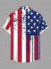 Plus Size Patriotic American Flag Paint Splatter Print Buttons Pocket Shirt For Men -  