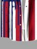 Plus Size Patriotic American Flag Paint Splatter Print Buttons Pocket Shirt For Men -  