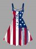 Plus Size Patriotic American Flag Paint Splatter Print Tank Dress -  