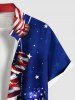 Plus Size Patriotic American Flag Hibiscus Flowers Heart Print Buttons Pocket Hawaii Shirt For Men -  