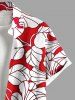 Plus Size Tropical Lraf Hibiscus Flowers Print Buttons Pocket Hawaii Shirt For Men -  