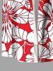 Chemise hawaïenne grande taille à imprimé fleurs d'hibiscus tropicales et boutons avec poches pour homme - Rouge 5XL