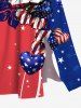 Plus Size Patriotic American Flag Hibiscus Flowers Heart Print Split Hawaii Midi Dress -  