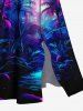 Robe mi-longue hawaïenne fendue à imprimé cocotiers et galaxie grande taille - Bleu S