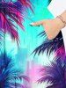 Plus Size Galaxy Coconut Tree Print Split Hawaii Midi Dress -  