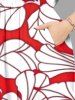 Robe mi-longue hawaïenne fendue à imprimé fleurs d'hibiscus tropicales grande taille - Rouge 2X